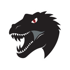 Dinosaur Face Showing Sharp Teeth Silhouette