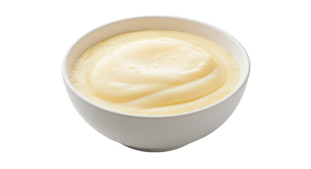 A delicious bowl of creamy yellow custard, ready to be enjoyed as a sweet dessert.
