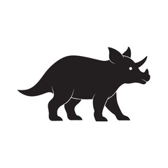 Horned Triceratops Walking Silhouette View