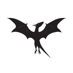Wings Spread Pterodactyl Flying Silhouette