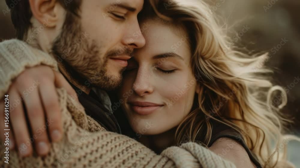 Poster A pair of people hugging tightly, showing affection and intimacy