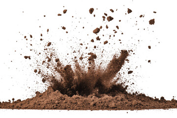 Explosion of dirt and dust isolated on transparent background