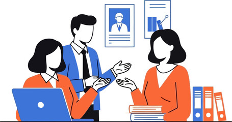 Business meeting vector illustration for corporate team discussion design