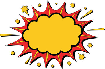 Comic-Style Explosion with Yellow Cloud Center