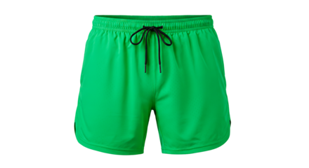 Vibrant green athletic shorts with drawstring, perfect for workouts and casual wear.