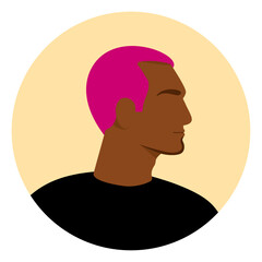 pink haired male avatar, vector illustration