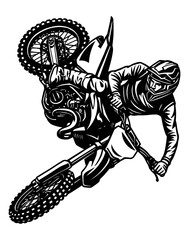 Extreme Motocross Rider Thrilling Aerial Stunt Illustration