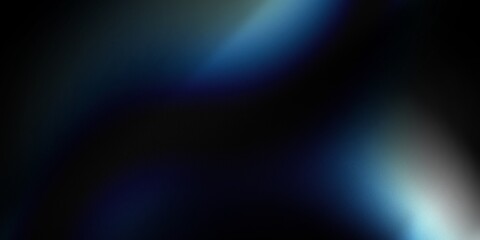 Blue and White Gradient on a black background with noise. Fluid Graphics. Abstract background.