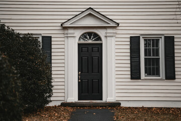 Fototapeta premium Monochrome Vintage Entrance Featuring Elegant Traditional Elements
