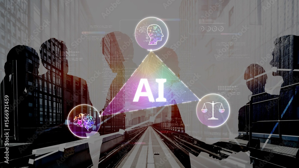 Poster ai assistant brain processor with llm technology, big data, machine learning, generative ai for busi