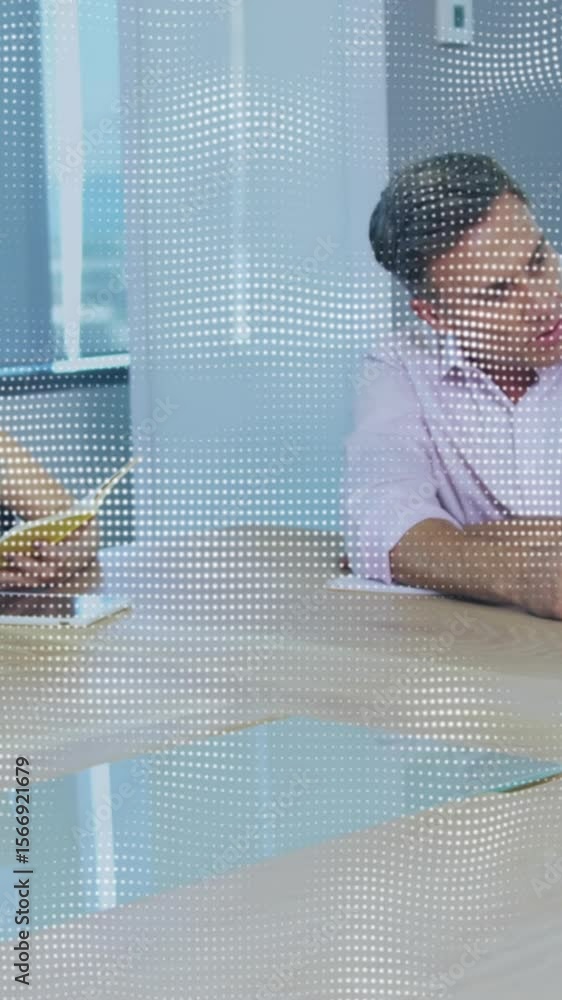 Poster digital tools simplify executive interactions and global business data processing.
