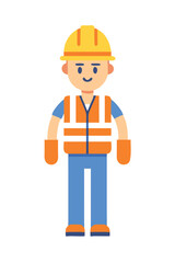 Cartoon construction worker in safety helmet