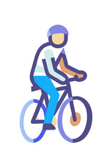 Naklejka premium Cartoon person riding bicycle in helmet