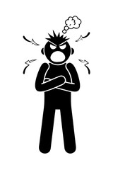 Black silhouette of angry person with clenched fists