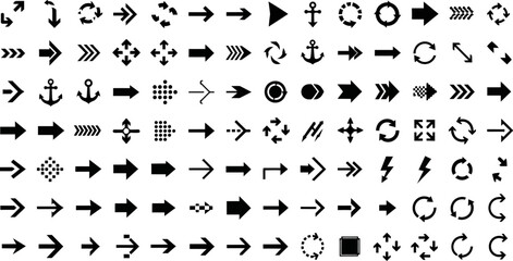 Arrow vector set design, direction arrows, navigation signs and anchor icons