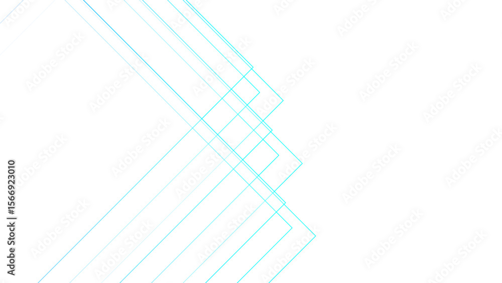 Poster Minimalist abstract background with overlapping, transparent, aqua blue linear arrow shapes. Angular motif that suggests direction, motion, and flow. Simple, futuristic, and digital interface design
