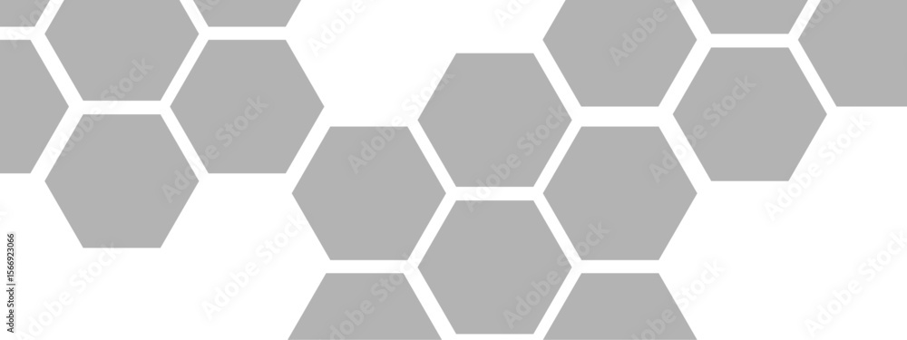 Aufkleber Abstract modern, geometric background with  pattern of gray hexagonal tiles honeycomb formation on a white backdrop. Clean, symmetric, and tech-inspired, with  structure, modularity, and minimalism