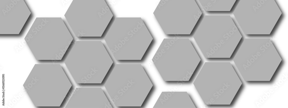 Poster abstract modern, geometric background with pattern of gray hexagonal tiles honeycomb formation on a 