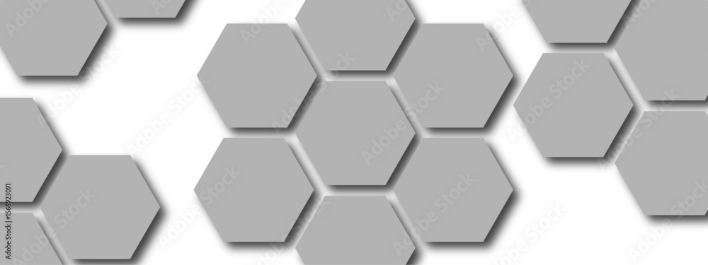 Aufkleber Abstract modern, geometric background with  pattern of gray hexagonal tiles honeycomb formation on a white backdrop. Clean, symmetric, and tech-inspired, with  structure, modularity, and minimalism