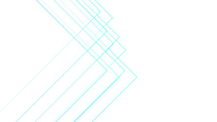 Minimalist abstract background with overlapping, transparent, aqua blue linear arrow shapes. Angular motif that suggests direction, motion, and flow. Simple, futuristic, and digital interface design