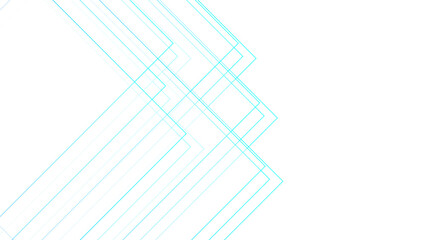 Minimalist abstract background with overlapping, transparent, aqua blue linear arrow shapes. Angular motif that suggests direction, motion, and flow. Simple, futuristic, and digital interface design