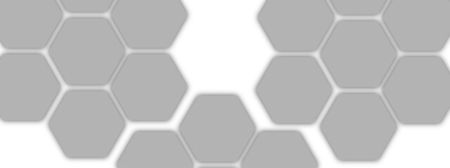 Abstract modern, geometric background with  pattern of gray hexagonal tiles honeycomb formation on a white backdrop. Clean, symmetric, and tech-inspired, with  structure, modularity, and minimalism