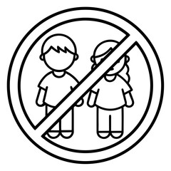 No Child Allowed Sign Icon for Restriction Access and Safety Design Concepts