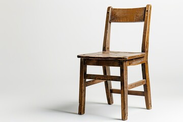 Clear Pixel Image of Wooden Chair Wood Chair in Empty White Background