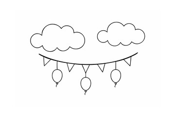 Clouds and balloons garland bunting celebration