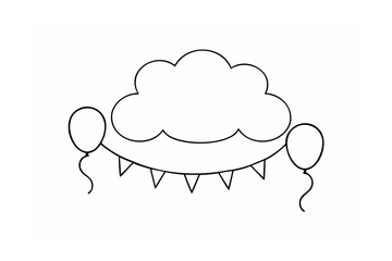 Cloud banner with balloons and bunting celebration