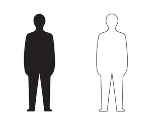 Two simple male silhouettes, one black and one white outline