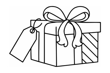 Gift box with ribbon and tag present
