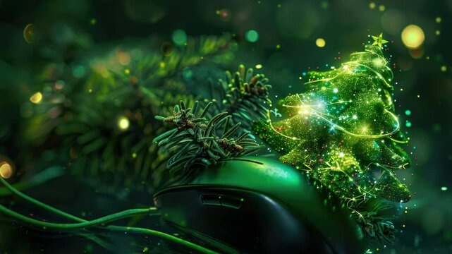 A festive computer mouse with a Christmas tree on top, perfect for holiday decorations or gifts