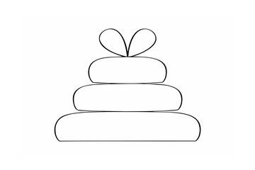 Stacked rounded shapes with bow abstract black and white