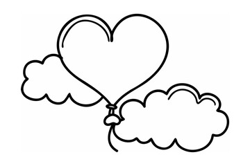 Heart shaped balloon floating with clouds vector