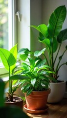 Thriving Houseplants in a Sunlit Room Vibrant Green Foliage Perfect for Home Decor and Plant Care Blogs