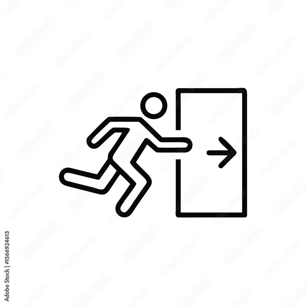 Poster emergency exit symbol with running person door with right arrow on vector