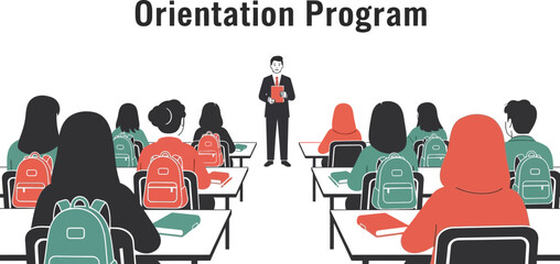 Obraz premium Orientation program welcome students back to school college university event