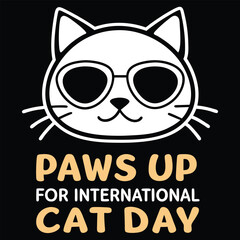 Cute Cat with Sunglasses for International Cat Day Celebration Illustration