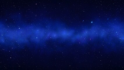 Fototapeta premium Horizontal Blue Nebula in Deep Space with Star Field