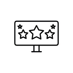 Computer monitor icon with three large stars two smaller stars handdrawn screen technology