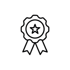 Award ribbon with a star symbol on a badge
