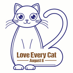 Cute Cat Illustration for Love Every Cat Day on August 8