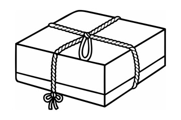 Rectangular box tied with braided rope and bow gift