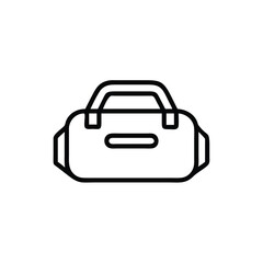 Outline a sports bag with a handle a small oval-shaped opening on travel luggage