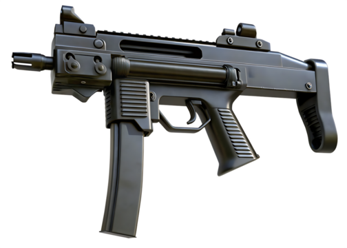 military submachine gun machine gun isolated on white background PNG, AI GENERATED
