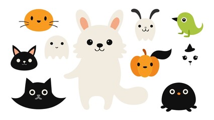 Naklejka premium Photo of cute halloween characters isolated on white background