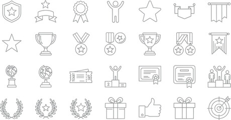 Vector awards and achievements icons set for graphic design and web design