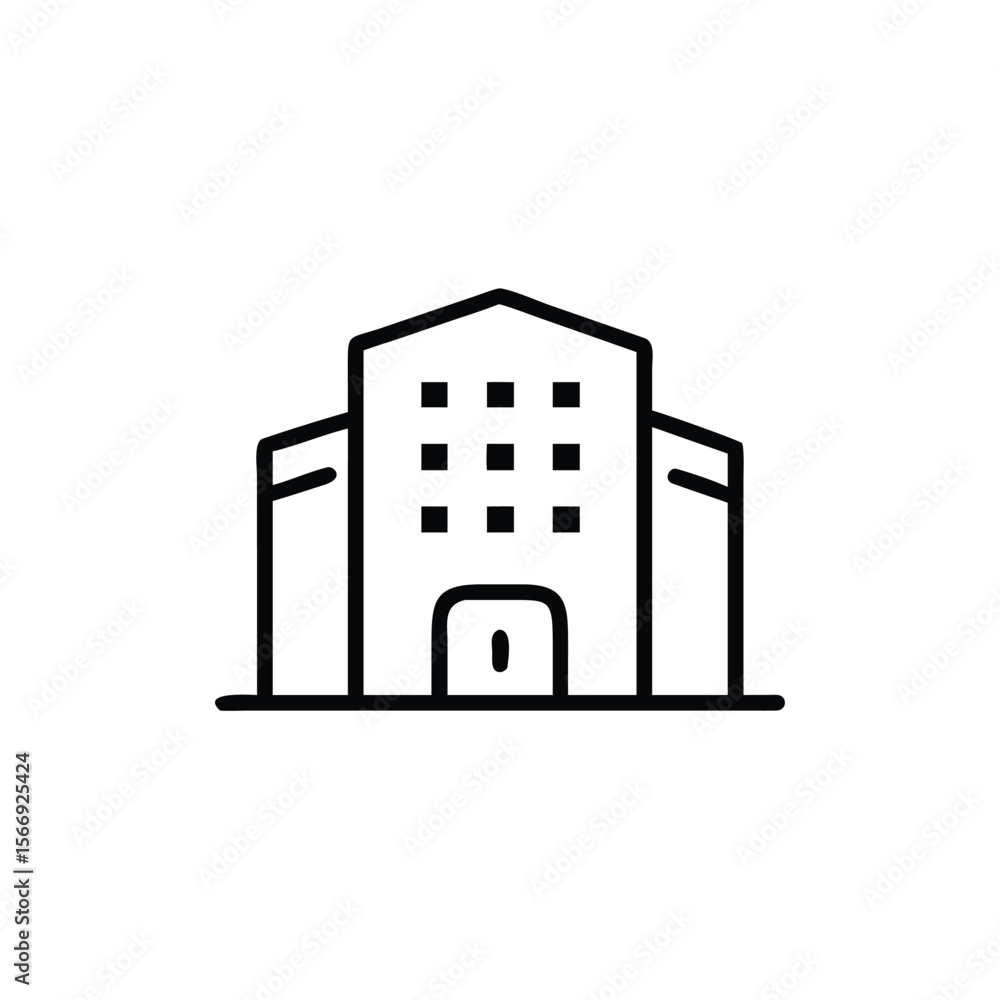 Aufkleber outline a building with windows a door on a architecture office
