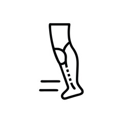Outline a human leg with knee foot showing veins dotted lines on vector